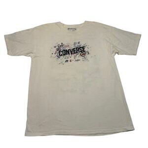 Converse Graffiti Print Logo T-shirt White Short Sleeve Mens Large Streetwear